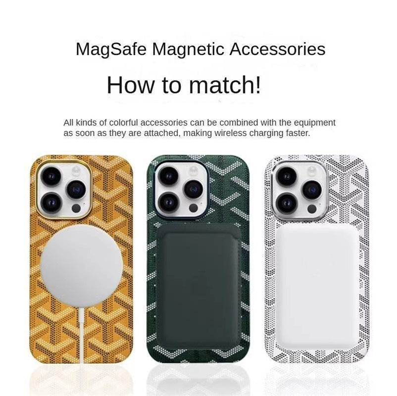 Sleek MagSafe Leather Magnetic Case for iPhone 17 Pro Max - Stylish Shockproof Protection with Elegant Patterns and Microfiber Lining