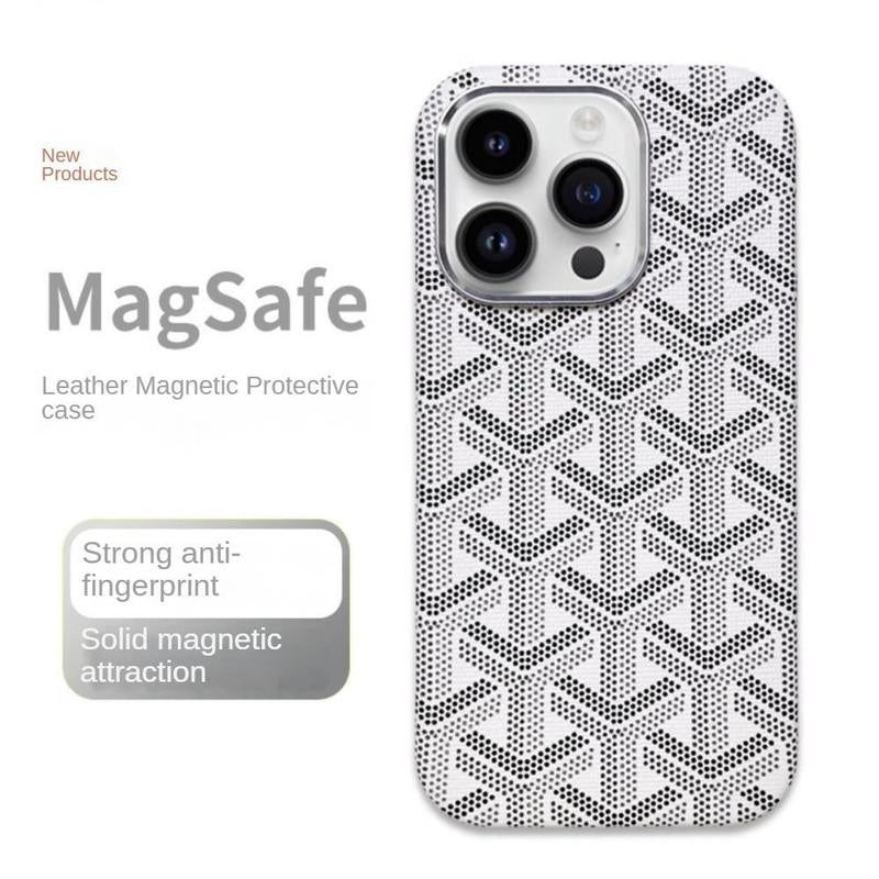 Sleek MagSafe Leather Magnetic Case for iPhone 17 Pro Max - Stylish Shockproof Protection with Elegant Patterns and Microfiber Lining