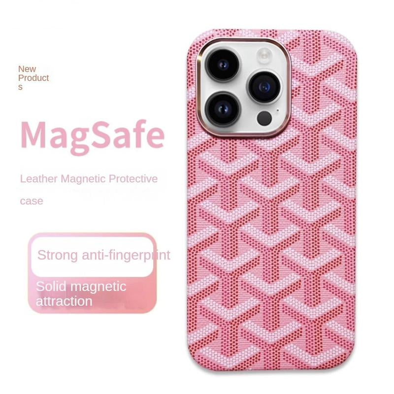 Sleek MagSafe Leather Magnetic Case for iPhone 17 Pro Max - Stylish Shockproof Protection with Elegant Patterns and Microfiber Lining