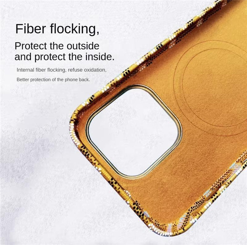 Sleek MagSafe Leather Magnetic Case for iPhone 17 Pro Max - Stylish Shockproof Protection with Elegant Patterns and Microfiber Lining