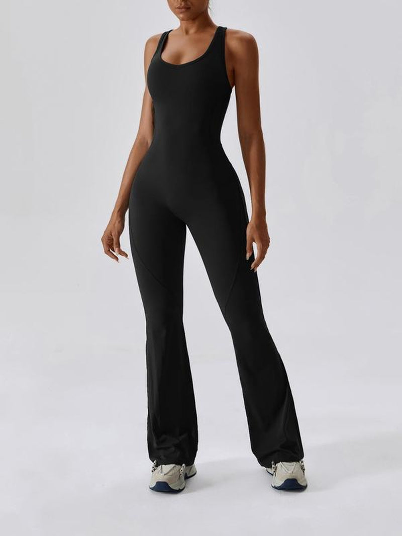 Elevate Your Workout with Our Women's Backless Sports Jumpsuit - Quick-Drying, Tummy Control, and Stylish U-Neck Design for Ultimate Comfort in Yoga and Gym Sessions