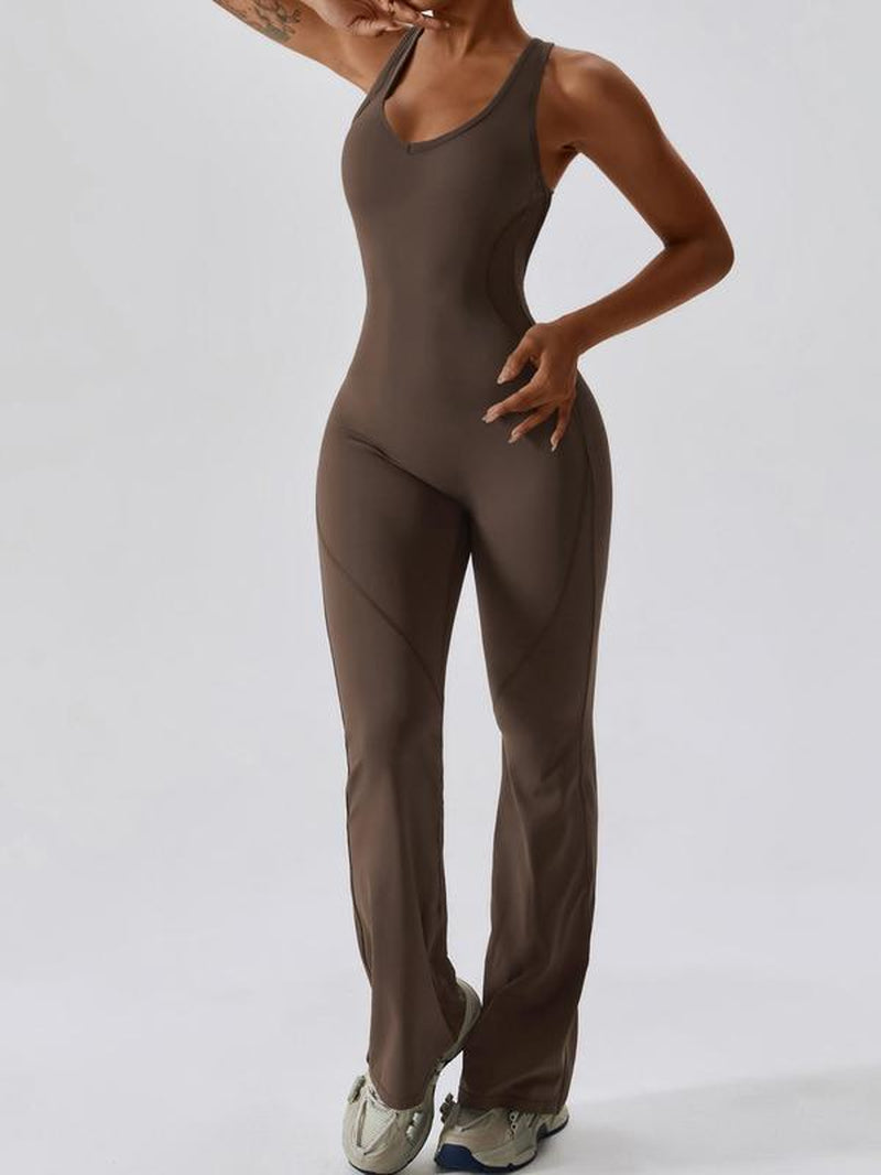 Elevate Your Workout with Our Women's Backless Sports Jumpsuit - Quick-Drying, Tummy Control, and Stylish U-Neck Design for Ultimate Comfort in Yoga and Gym Sessions